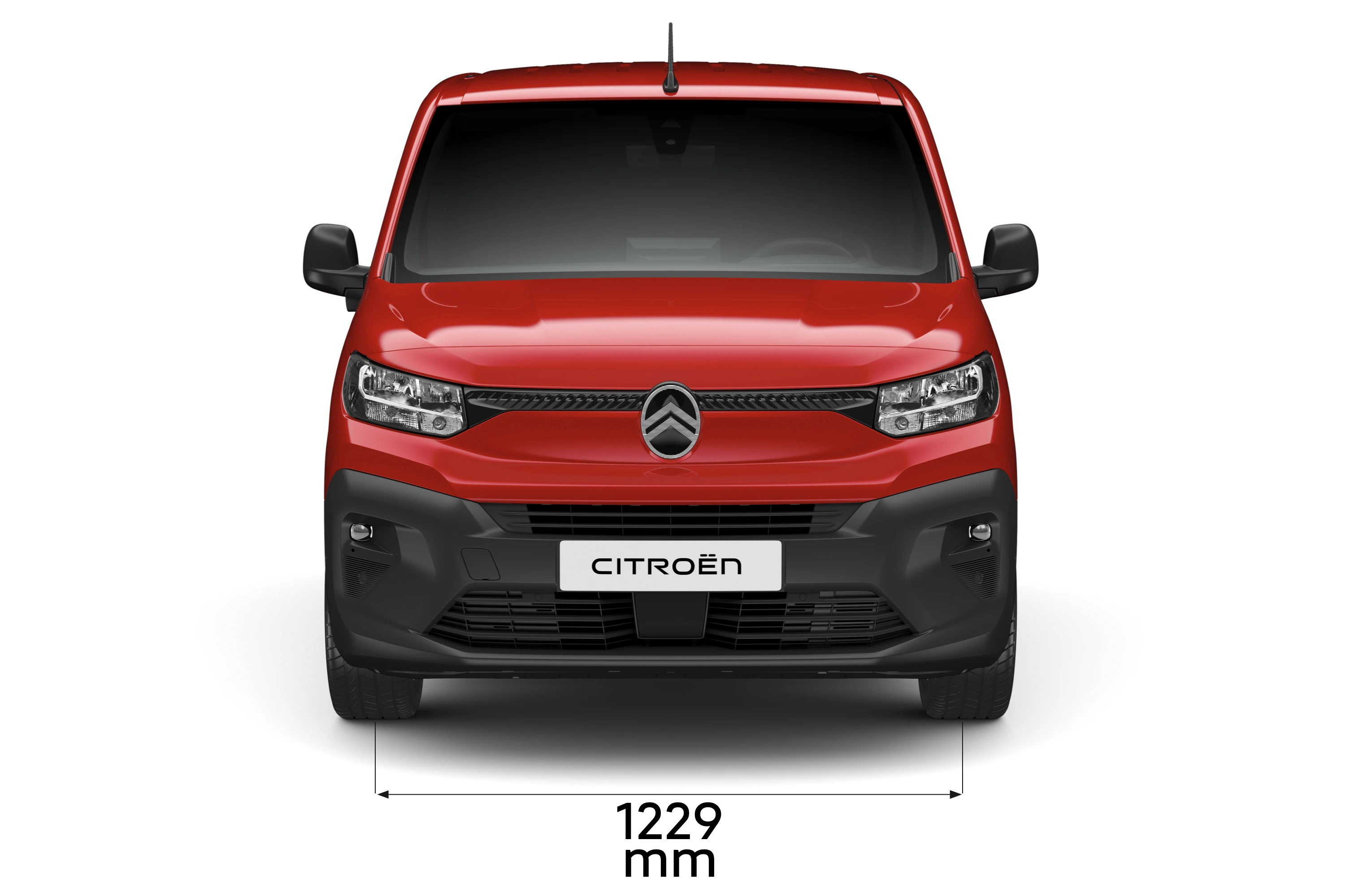 Front view of the Citroën Berlingo Van in red, highlighting its exterior design.