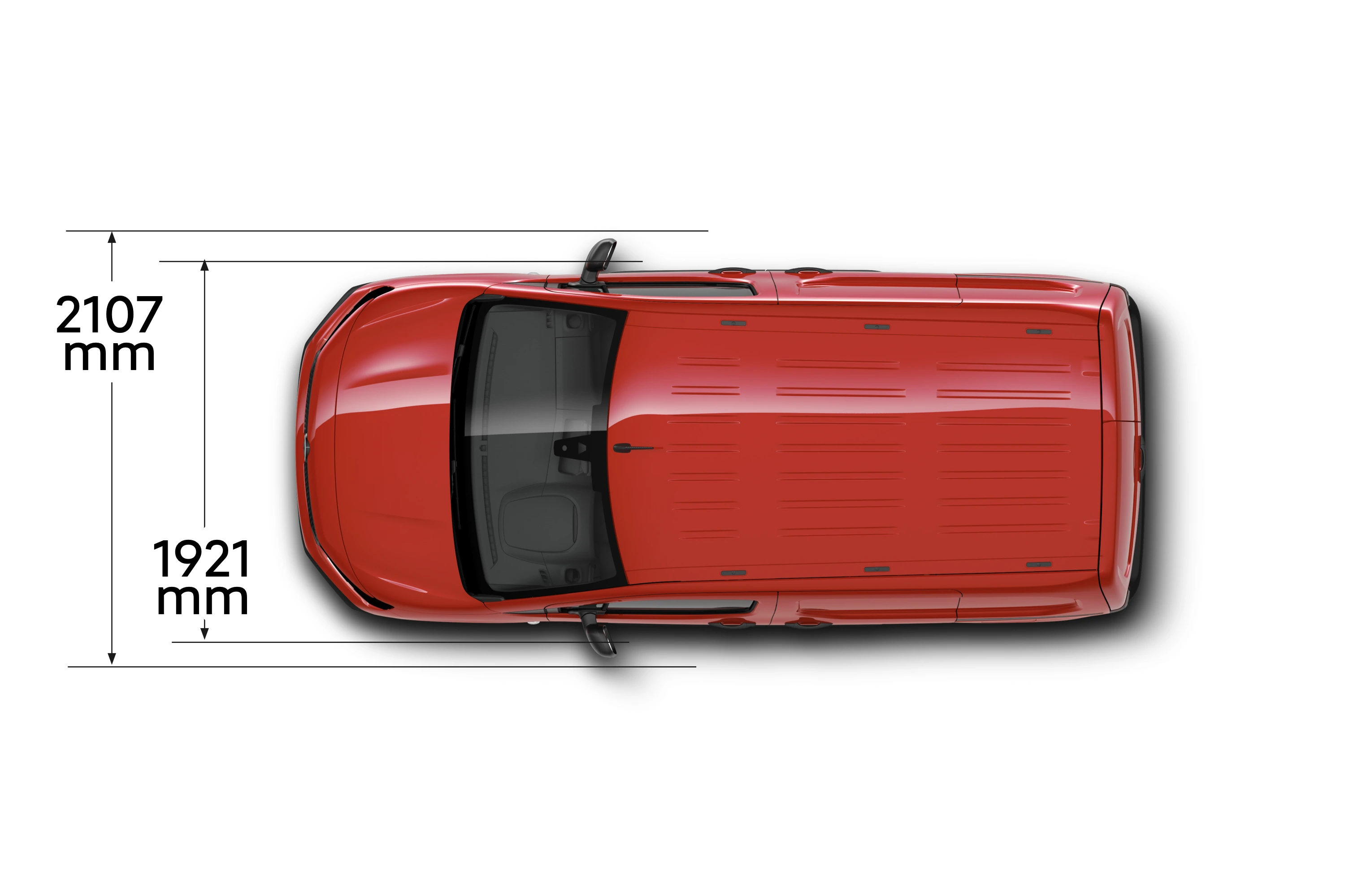 Top view of the Citroën Berlingo Van in red, highlighting its exterior design.