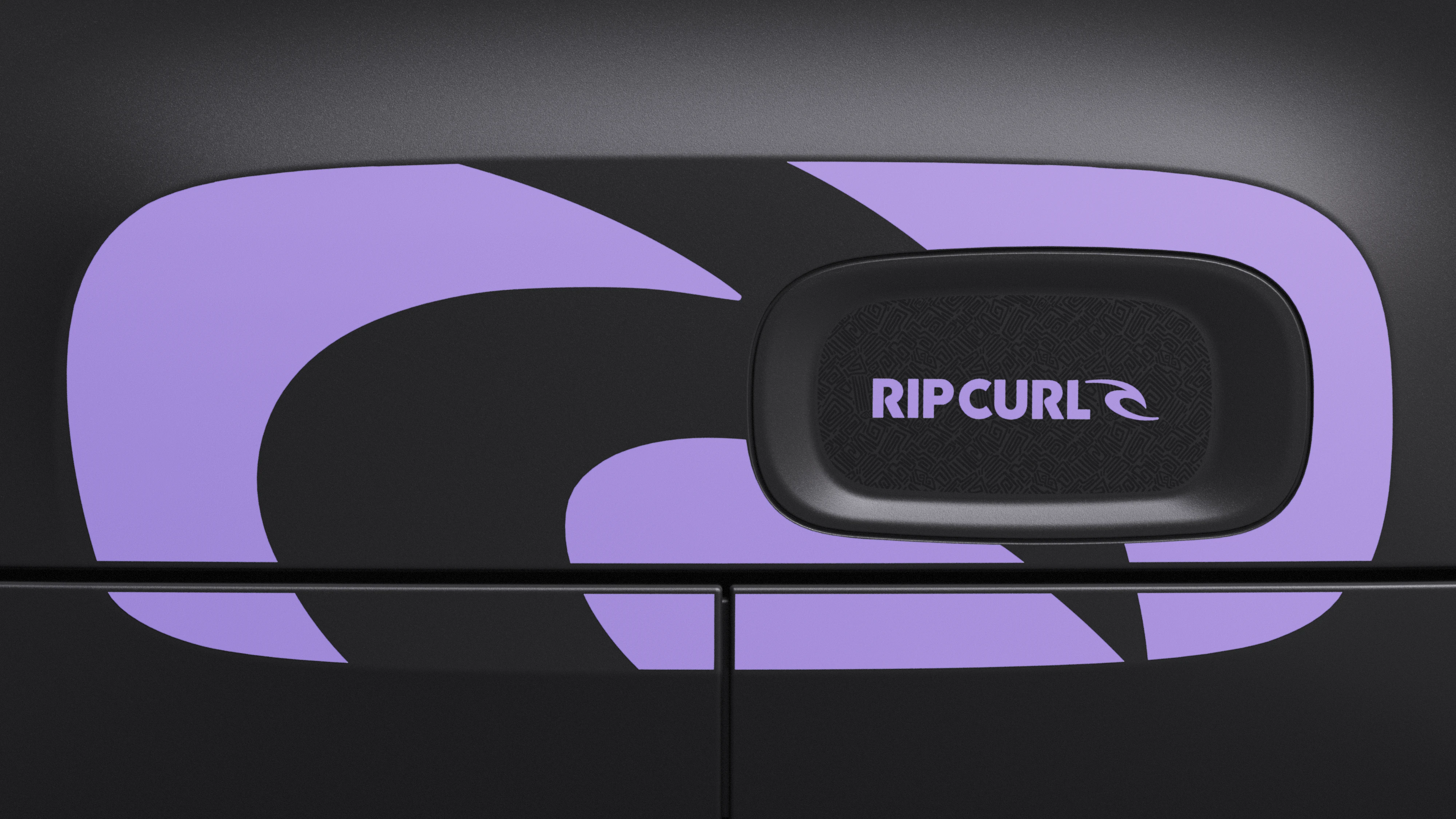 Gros plan sur les détails latéraux de la Citroën Ami x Rip Curl électrique sans permis, style Rip Curl de la Citroën Ami pour une voiture électrique urbaine