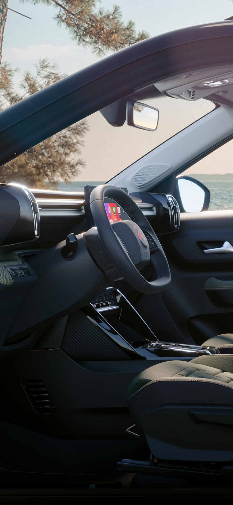 Vue intérieure latérale de Citroën C3 Aircross Outdoor, présentant un SUV 7 places spacieux, polyvalent et confortable, doté d’un habitacle à la modularité innovante