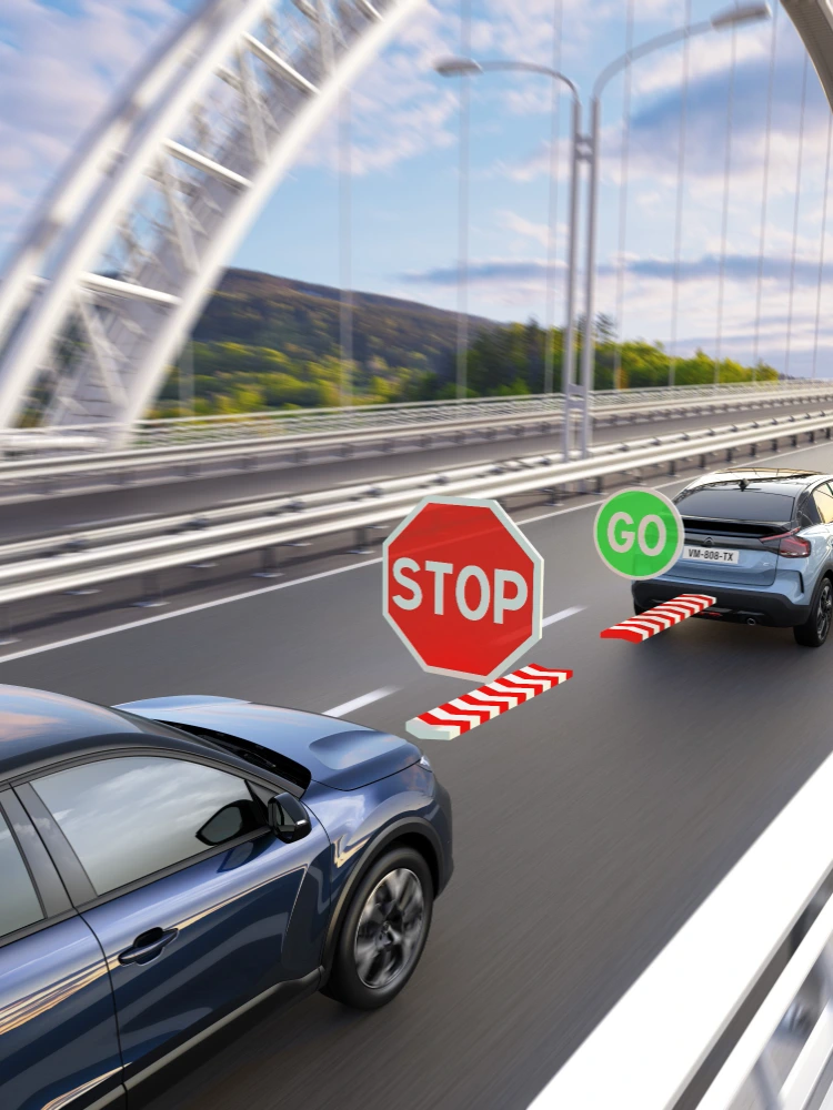 Citroën ë-C4 X utilisant le régulateur de vitesse adaptatif avec Stop & Go, réaction aux embouteillages